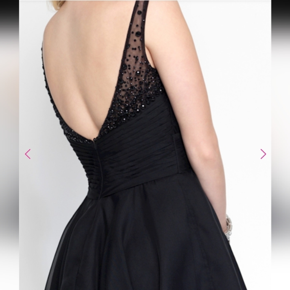 Alyce Paris Women's 24 Black Embossed Cocktail Formal A-Line Dress Short - Picture 4 of 5